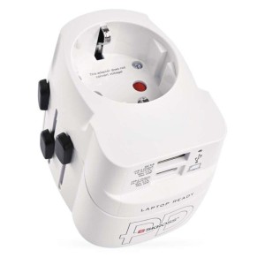 Cestovní univerzální adaptér do zahraničí (Amerika, Asie, Afrika), 1×USB-C, 1×USB-A