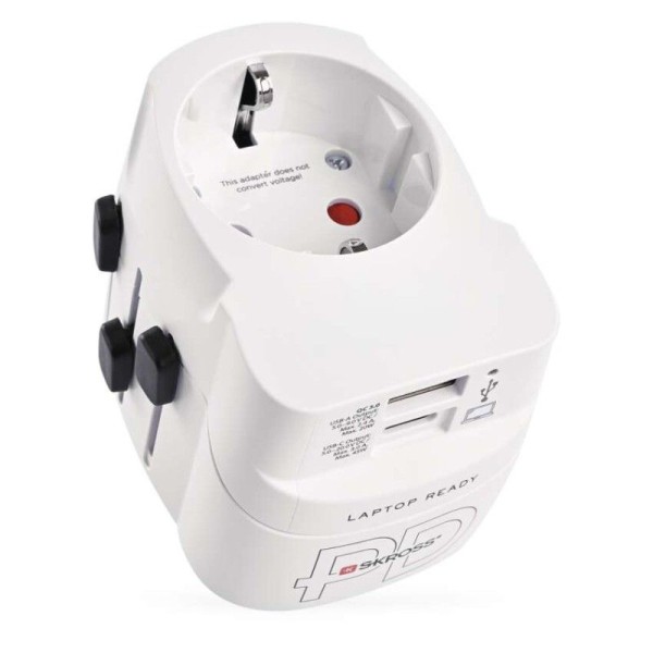 Cestovní univerzální adaptér do zahraničí (Amerika, Asie, Afrika), 1×USB-C, 1×USB-A