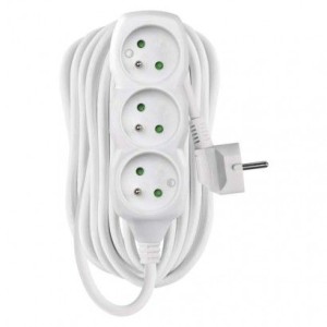 Prodlužovací kabel – 3 zásuvky, 10m, 3× 1,5mm2, bílý