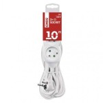 Prodlužovací kabel – 3 zásuvky, 10m, 3× 1,5mm2, bílý