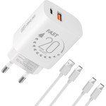 Nab. USB-A+USB-C 20W+2x kabel 1m OBAL:ME