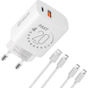 Nab. USB-A+USB-C 20W+2x kabel 1m OBAL:ME
