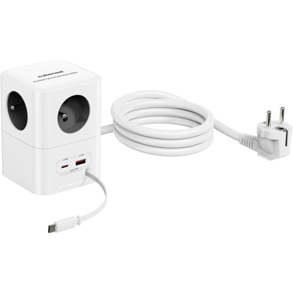 PowerCube 4xAC,PD 65W,1.5m,šedá CUBENEST