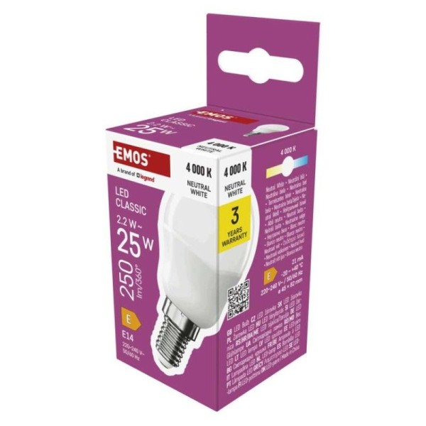 LED žárovka CLS Mini Globe / E14 / 2,2 W (25 W) / 250 lm / neurtální bílá