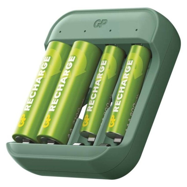 Nabíječka baterií B423 + 2× AA GP Recharge 2100 mAh + 2× AAA GP Recharge 800 mAh