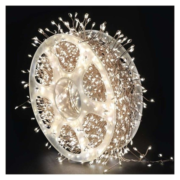 LED nano řetěz na cívce, měděný, 14,4 m, venkovní i vnitřní, teplá bílá, časovač