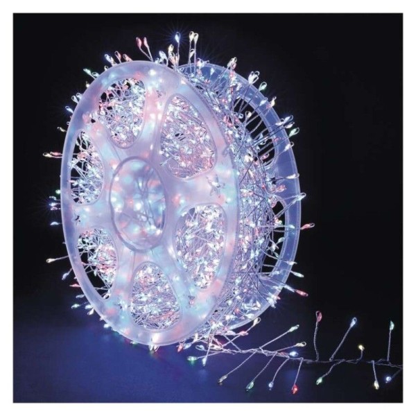 LED nano řetěz na cívce, stříbrný, 14,4 m, venkovní i vnitřní, multicolor, časovač