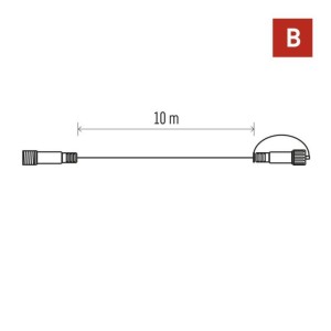 Prodlužovací kabel pro spojovací řetězy Premium černý, 10 m, venkovní i vnitřní