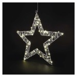 LED dekorace - závěsná hvězda, 3xAA, teplá bílá, časovač