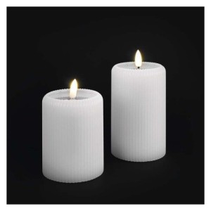 LED dekorace – 2x vosková svíčka s reálným plamenem, 4x AA, teplá bílá, časovač