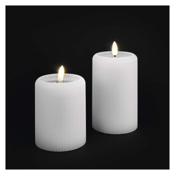LED dekorace – 2x vosková svíčka s reálným plamenem, 4x AA, teplá bílá, časovač