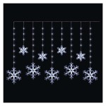 LED vánoční závěs – vločky, 160x95 cm, venkovní i vnitřní, studená bílá, časovač