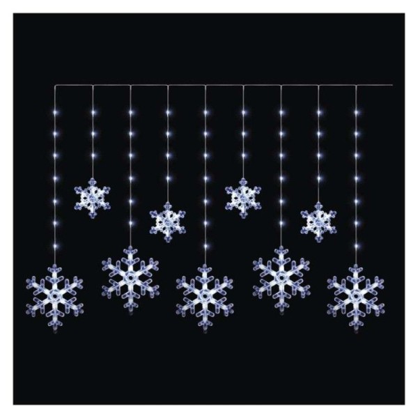 LED vánoční závěs – vločky, 160x95 cm, venkovní i vnitřní, studená bílá, časovač