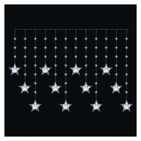LED vánoční závěs – hvězdy, 170x85 cm, 3x AA, venkovní i vnitřní, studená bílá, časovač