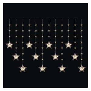 LED vánoční závěs – hvězdy, 170x85 cm, 3x AA, venkovní i vnitřní, teplá bílá, časovač