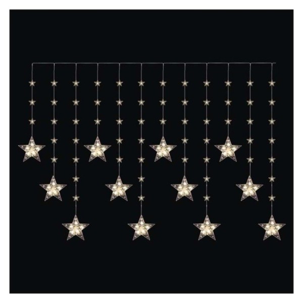 LED vánoční závěs – hvězdy, 170x85 cm, 3x AA, venkovní i vnitřní, teplá bílá, časovač