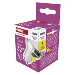 LED žárovka Classic MR16 bílá / GU10 / 2.5 W (32 W) / 345 lm / neutrální bílá