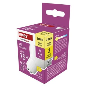 LED žárovka Classic MR16 bílá / GU10 / 4.9 W (75 W) / 565 lm / teplá bílá