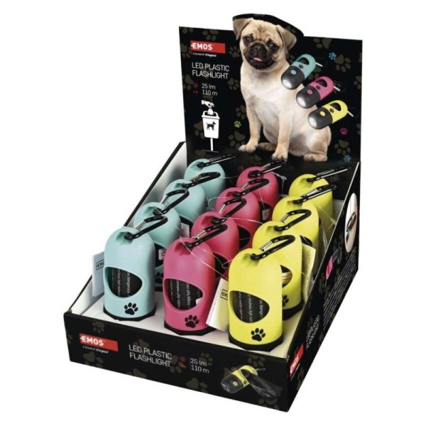 LED plastová svítilna se sáčky, 25 lm, 12 ks, display box