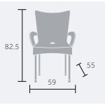 Mega Plast, plastová židle DOLCE (AL nohy), 82,5 x 59 x 55 cm, stohovatelná, bílá