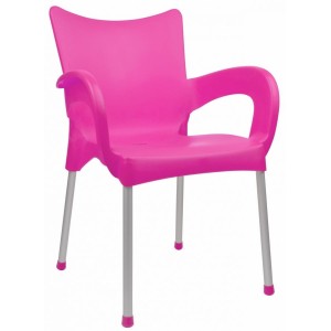 Mega Plast, plastová židle DOLCE (AL nohy), 82,5 x 59 x 55 cm, stohovatelná, růžová