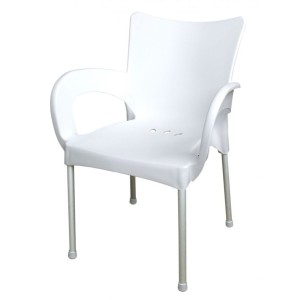 Mega Plast, plastová židle SMART (AL nohy), 83 x 57 x 54 cm, stohovatelná, bílá