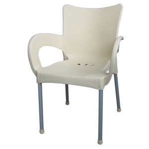 Mega Plast, plastová židle SMART (AL nohy), 83 x 57 x 54 cm, stohovatelná, krémová