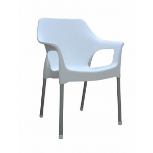 Mega Plast, plastová židle URBAN (AL nohy), 83,5 x 60 x 54 cm, stohovatelná, bílá