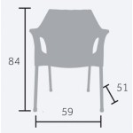 Mega Plast, plastová židle BELLA (AL nohy), 84 x 60 x 52 cm, stohovatelná, champagne