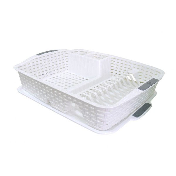 Mega Plast, Odkapávač na nádobí, polyratan, 47,5 x 37,5 x 9 cm, bílý