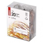 LED vánoční nano řetěz, 1,9 m, 2x AA, vnitřní, teplá bílá, časovač
