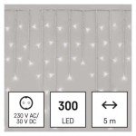 LED vánoční rampouchy, 5 m, venkovní i vnitřní, studená bílá, ovladač, programy, časovač