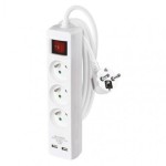 Prodlužovací kabel s vypínačem – 3 zásuvky, 2m, bílý + 2×USB