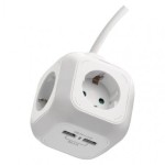 Rozbočovací kostka s přívodem, 2× USB, 4 zás., 1,9m SCHUKO