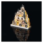 LED vánoční krajinka dřevěná, 22 cm, 2x AA, vnitřní, teplá bílá, časovač