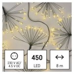 LED světelný řetěz – svítící trsy, nano, 8 m, vnitřní, teplá bílá, časovač