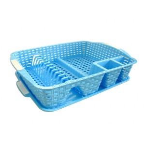 Mega Plast, Odkapávač na nádobí, polyratan, 47,5 x 37,5 x 9 cm, světle modrý