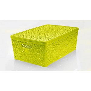 Mega Plast, Košík MONAKO XL s víkem, 14,5 x 40,3 x 27 cm, švětle zelený
