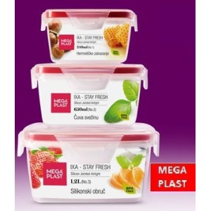 Mega Plast, Box IXA Premium, set 0,34 l + 0,65 l + 1,2 l, červená nebo modrá