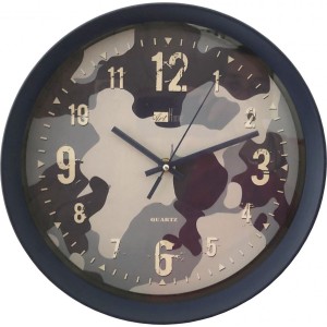 DUE ESSE, Nástěnné hodiny Art Home maskovací vzor, průměr 28 cm, modré