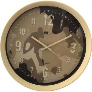 DUE ESSE, Nástěnné hodiny Art Home maskovací vzor, průměr 28 cm, pískové
