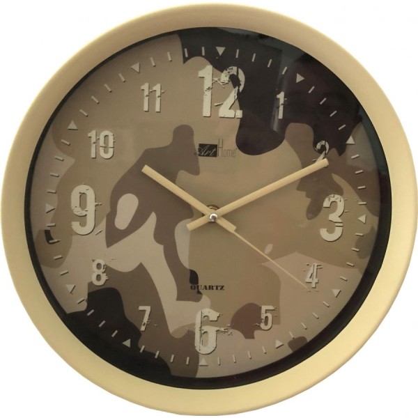 DUE ESSE, Nástěnné hodiny Art Home maskovací vzor, průměr 28 cm, pískové