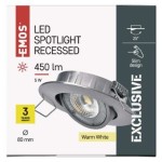 LED bodové svítidlo Exclusive stříbrné, kruh 5W teplá bílá