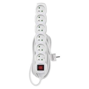 Prodlužovací kabel s vypínačem – 6 zásuvky, 5m, bílý