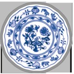 Český porcelán, Talíř dezertní praporový, průměr 15 cm, dekor cibulák, sada 6 ks