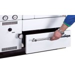 ALFA PLAM, sporák ALFA TERM 27 s výměníkem, 27 kW, levý, bílý