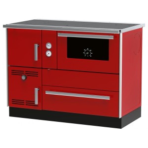 ALFA PLAM, sporák ALFA TERM 35 s výměníkem, 32 kW, pravý, červený