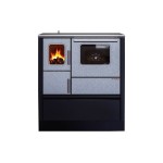 ALFA PLAM, sporák INOX 75, teplovzdušný 6 kW, pravý, černý