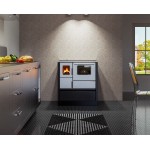 ALFA PLAM, sporák INOX 75, teplovzdušný 6 kW, pravý, černý