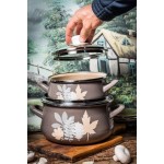 Metalac Lístky (šedé), hluboký hrnec elegant se skleněnou poklicí 20 cm, 4 l